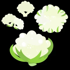 Poster Set icon of cauliflower. Vector clipart of eco vegetables. © cvaradinac