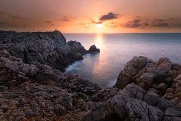 Punta Nati lighthouse area at west coast from Menorca Island, Spain.