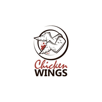 illustration of chicken wings on dish isolated on white background