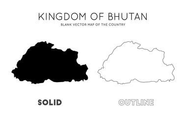 Bhutan map. Blank vector map of the Country. Borders of Bhutan for your infographic. Vector illustration.