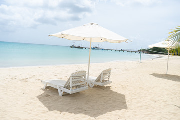 Chair beach for relaxation and bath at the tropical beach in Corn Island Nicaragua