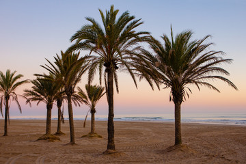 Gandia , Spanien,  Strand  Sonnenuntergang 