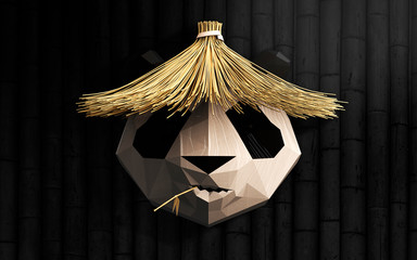 Peasant panda. Representation in the illustration.3D model in Cinema 4D. © Emin