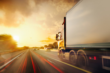 Fototapeta Lorry Cargo Transport Delivery in motion, United Kingdom M1 Motorway obraz