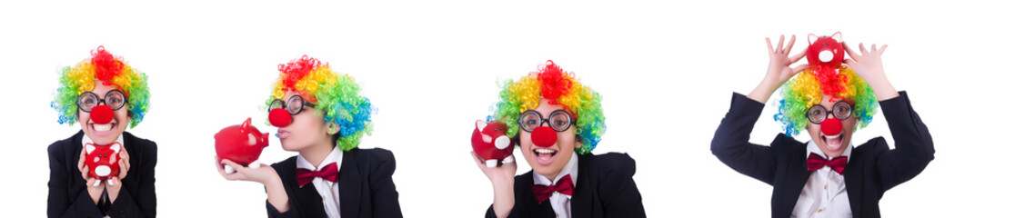 Businessman clown isolated on white