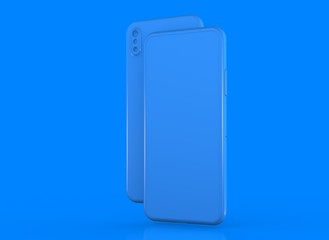 New smartphone with blank screen isolated Flat 3d