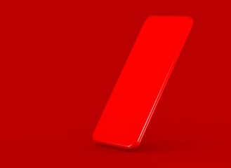 New smartphone with blank screen isolated Flat 3d