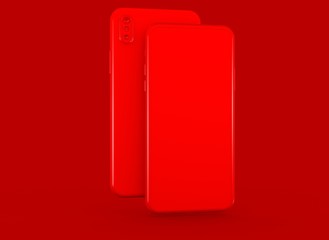 New smartphone with blank screen isolated Flat 3d