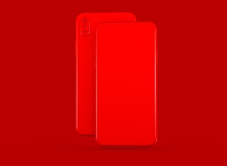 New smartphone with blank screen isolated Flat 3d