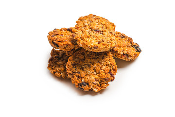 Granola cookies isolated on white background.
