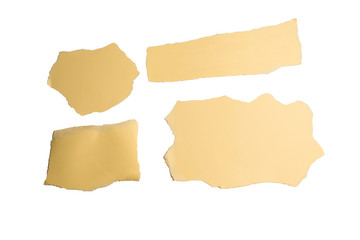 Empty beige paper pieces isolated. Space for text or design.