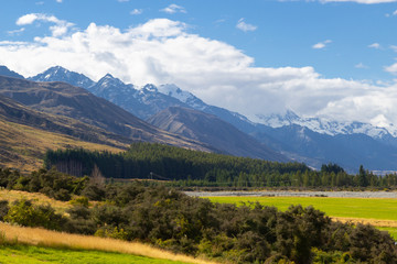 Fototapeta na wymiar view of mount Cook national Park, New Zealand, southern alps