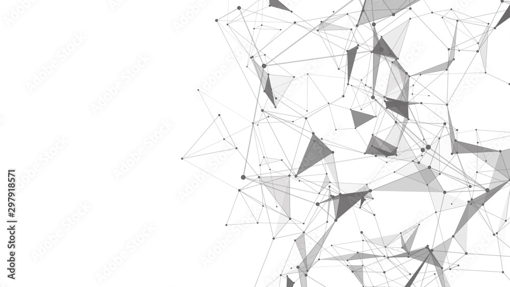 Poster Connection of dots and lines on a white background. Abstract vector illustration.