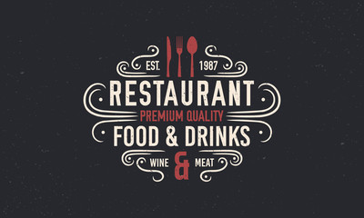 Restaurant luxury logo. Vintage restaurant menu design. Vector illustration
