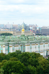 Obraz premium Saint Petersburg, Russia, August 2019. Panoramic aerial view of the city from the dome of Saint Isaac Cathedral. In this image is visible the Ermitage Museum
