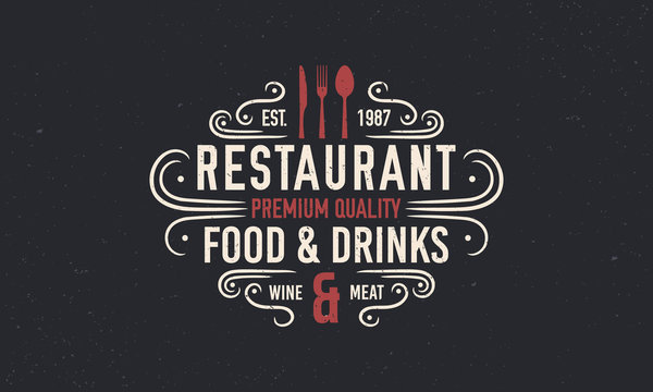 Restaurant luxury logo. Vintage restaurant menu design. Vector illustration
