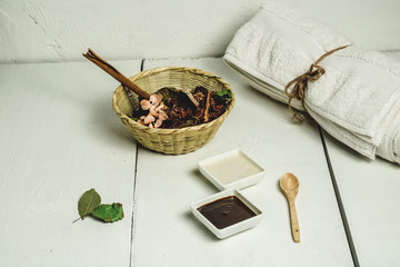 aromatherapy with dried flavored seeds and body creams