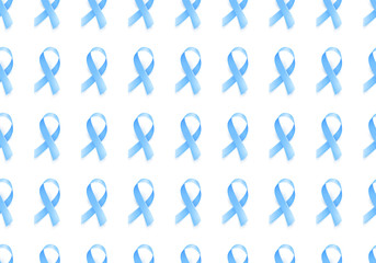 Seamless background with realistic blue ribbon. Realistic medical symbol for prostate cancer awareness month in november