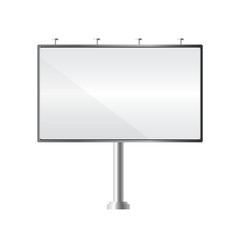 Blank billboard. Mockup and template for your advertisement and design. Realistic light box and advertising construction. Outdoor big board isolated on white background. Vector illustration.