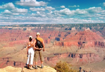 Couple Enjoying Beautiful Grand Canyon Landscape