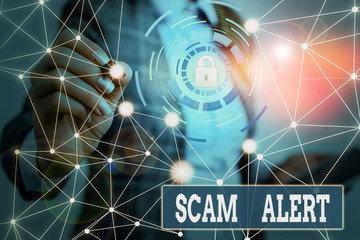 Text sign showing Scam Alert. Business photo showcasing unsolicited email that claims the prospect...