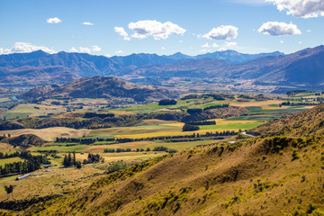 Fototapeta na wymiar valley view from crown range road Cardrona, New Zealand, Otago
