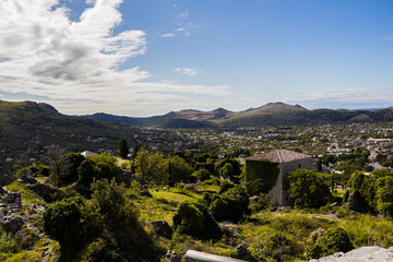 Obraz premium Stari Bar (Old Bar), Montenegro, the different view of the ancient city fortress, an open-air museum and the largest and the most important Medieval archaeological site in the Balkans, archaeologicall