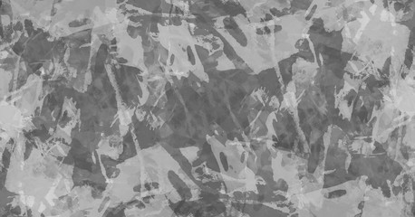 Abstract art background. Monochrome grunge texture. Brushstrokes of paint. Paint splashes. Modern black and white painting. Contemporary art.