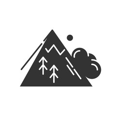 Avalanche glyph icon. Sudden landslip. Unexpected snowslide, landslide. Mass of snow and ice falling down mountain side. Silhouette symbol. Negative space. Vector isolated illustration