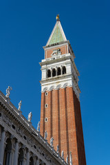 Fototapeta na wymiar Campanile bell tower Piazza San Marco or Saint Mark's Square. Travel photo. Venice. Italy. Europe.