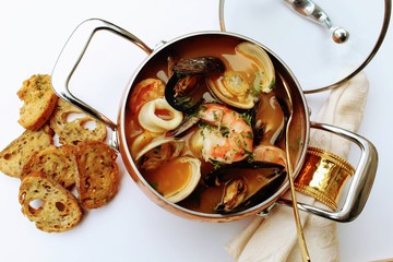 Brodetto in a copper bowl