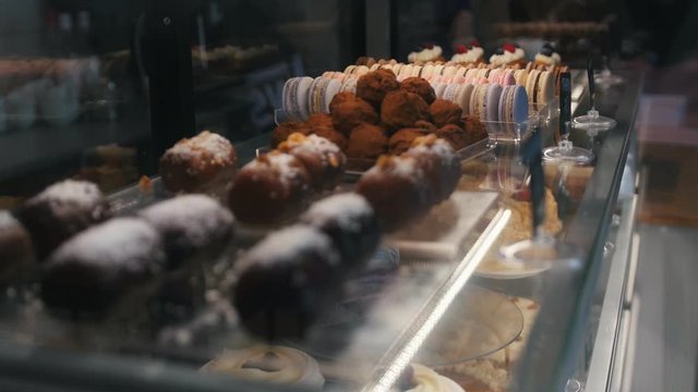 Delicious sweets and desserts on the counter