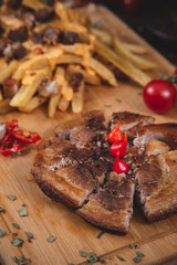 Pig's belly and fries