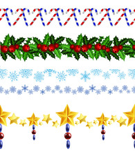 Christmas horizontal seamless set background