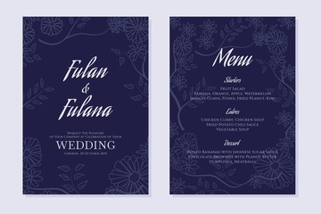 set cover content greeting wedding invitation with beauty abstract floral flower ornament element leaf elegant botanical frame background mockup template vector illustration