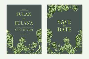 set cover content greeting wedding invitation with beauty abstract floral flower ornament element leaf elegant botanical frame background mockup template vector illustration