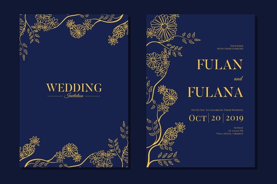 set cover content greeting wedding invitation with beauty abstract floral flower ornament element leaf elegant botanical frame background mockup template vector illustration