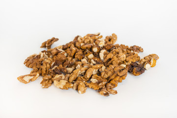 Walnuts isolated on white background, selective focus