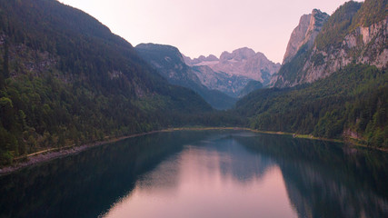 Aerial view of Alpine lake in the mountains