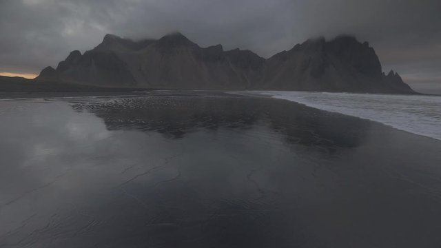 View to the Vestrahorn from Stokksnes beach at East Iceland.