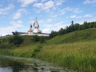 Obraz premium Church complex in rural town