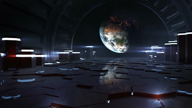 highly advanced alien artificial intelligence space craft observing planet earth from a distant orbit