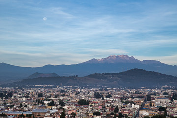 Panoramic view of the city, Popocatepetl volcano, Cholula, Puebla, Mexico