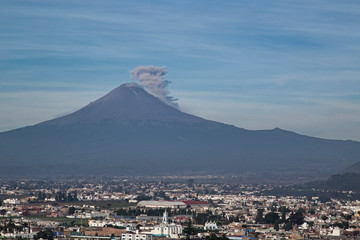 Panoramic view of the city, Popocatepetl volcano, Cholula, Puebla, Mexico