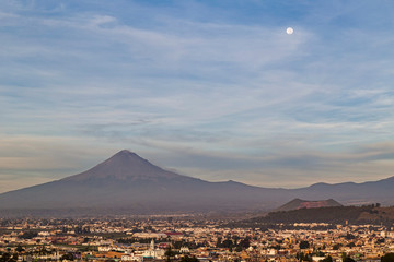 Panoramic view of the city, Popocatepetl volcano, Cholula, Puebla, Mexico