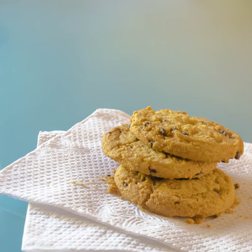 Three cookies in a napkin