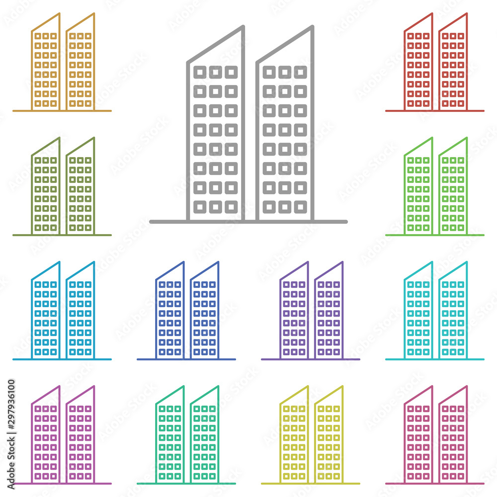 Poster building multi color icon. simple thin line, outline vector of buildings icons for ui and ux, websit