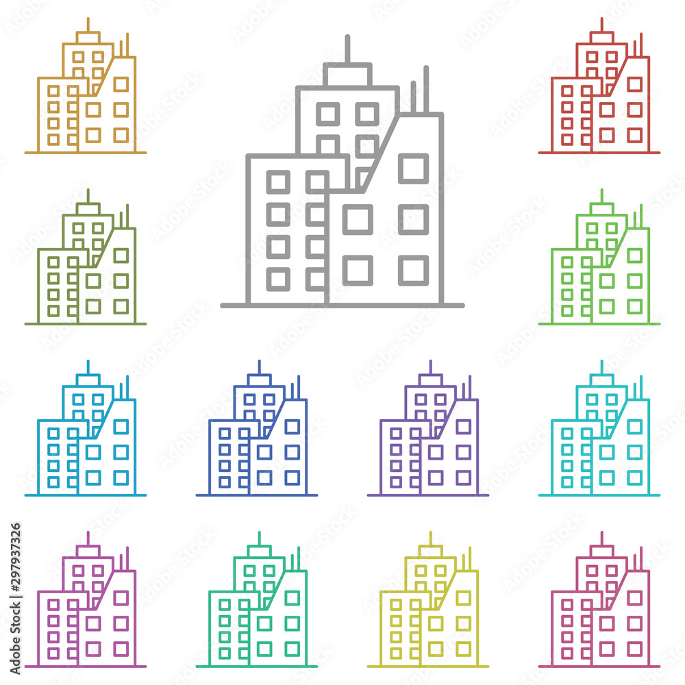 Poster building multi color icon. simple thin line, outline vector of buildings icons for ui and ux, websit