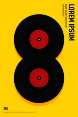 Music poster design template background vintage retro style