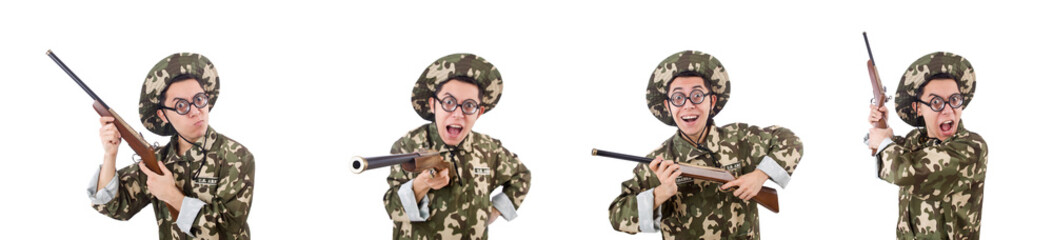 Funny soldier isolated on the white